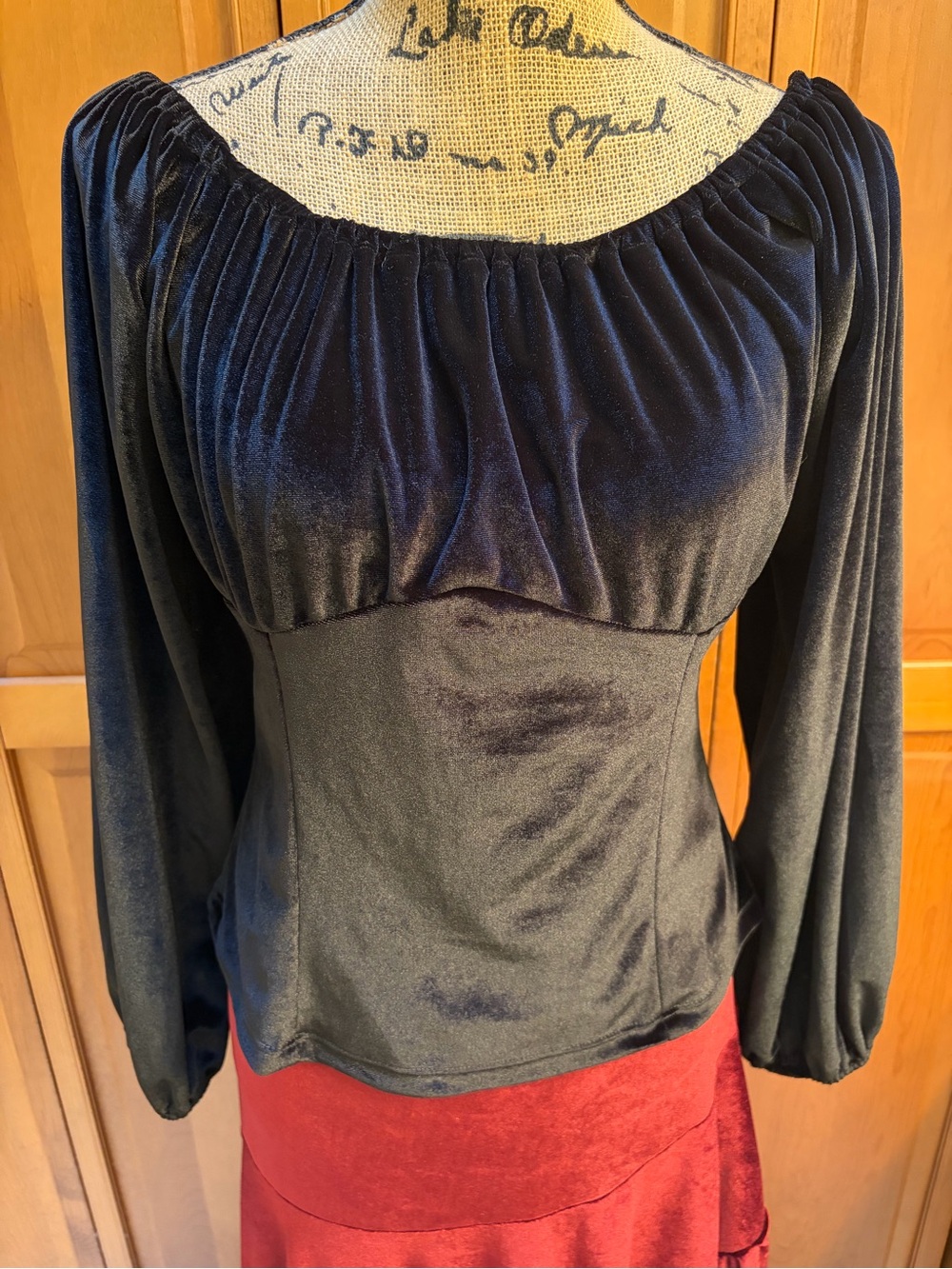 Pinup Couture Black Velvet Swann top